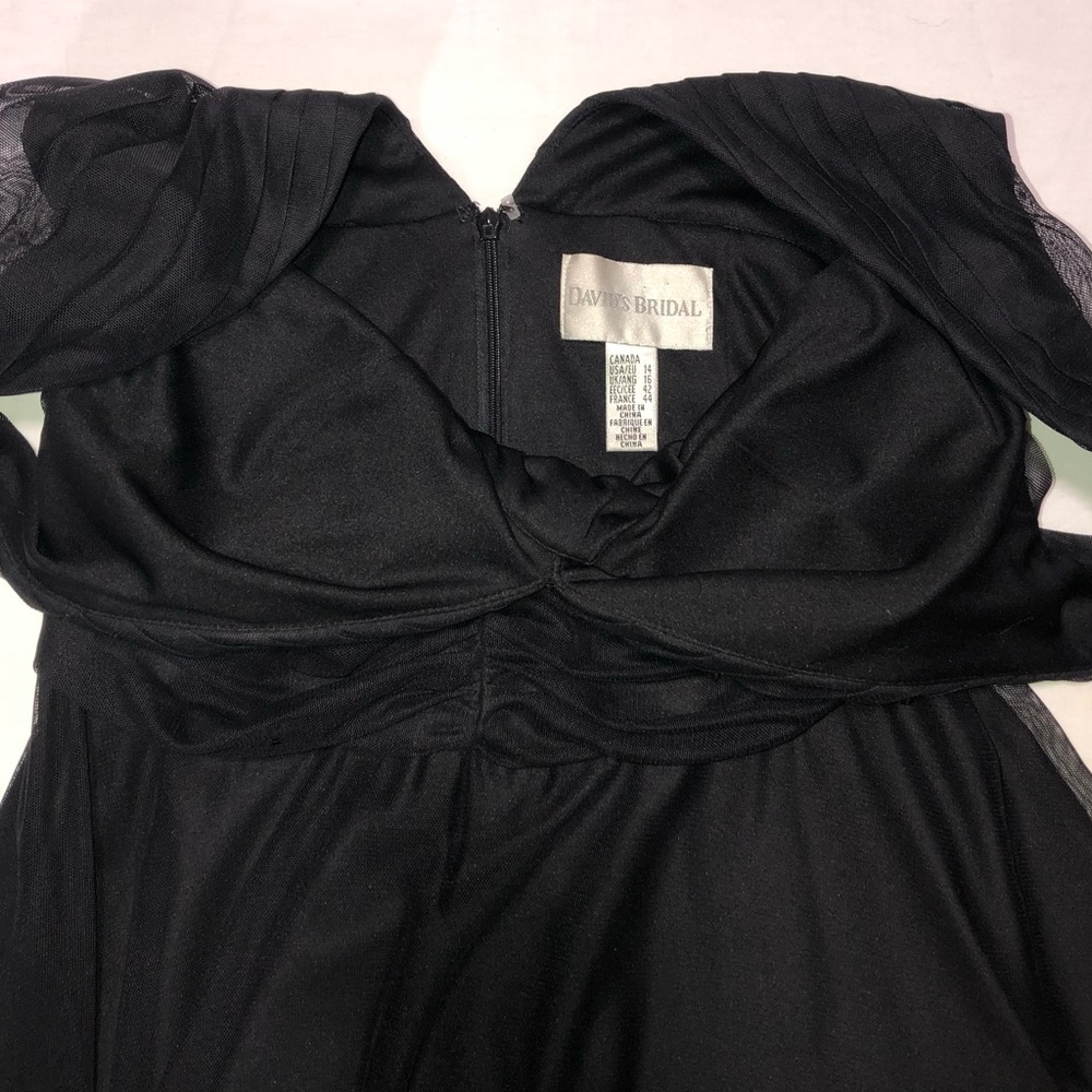 DAVID’S BRIDAL Size 14 Women Maxi ,Black Evening Fancy Elegant Dress. 14” X 46” - Picture 5 of 11